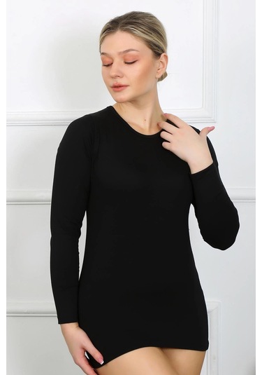 Giyim Bayan Uzun Kol Body Siyah Siyah