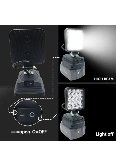 Led Işık Makita Pil İçin Taşınabilir Spot Akülü Açık Çalışma Siyah