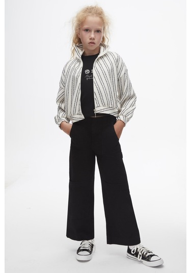 Kız Ceket 24knk37328 Beyaz-siyah Beyaz - Siyah