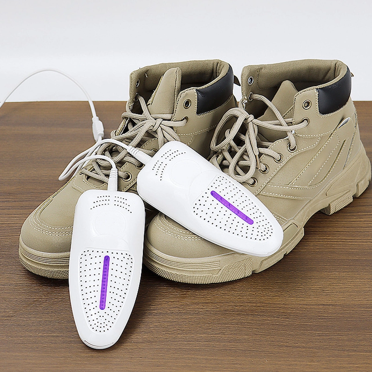 Dofolink Ev İçi Plastik Ayakkabı Kurutucu - Usb Şarjlı, Mor Işık Ve 360 Tam Yönlü Kurutma, Koku Giderici, 45-65 C Sabit Sıcaklık Beyaz