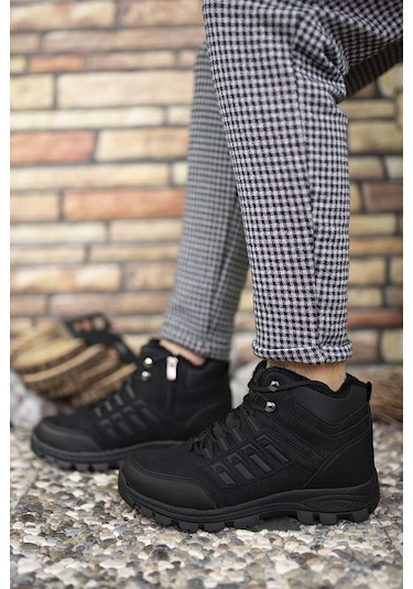 X-step X6 Siyah Termal Kürklü Kışlık Erkek Bot Ayakkabı 001