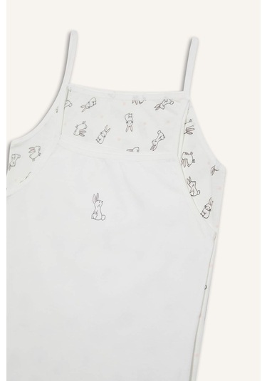 DeFacto Kız Çocuk Desenli 2'li İç Atlet E7058A825SPER105 Ekru