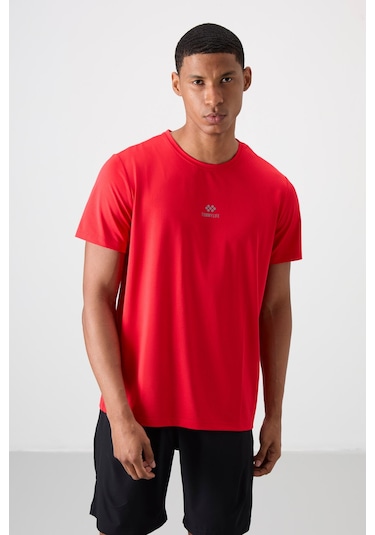 Tommy Life Kırmızı Polyester Dokulu İnce Esnek Standart Fit Erkek Performans T-shirt - 88387 001
