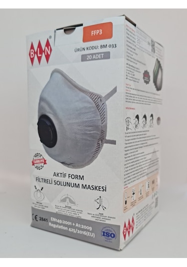 Bln Bm 033 Ffp3 Nr Aktif Form Konik Ventilli Toz Maske 20 Adet