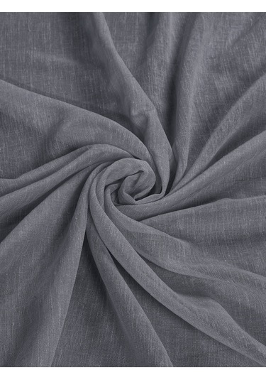 Keten Görünümlü Ekstrafor Büzgülü Koyu Gri Yüksek Kalite Tül Perde Koyu Gri