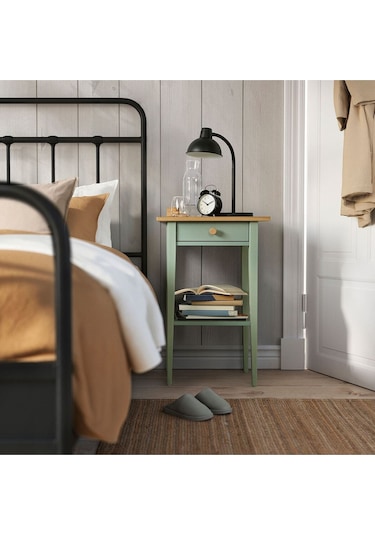 Komodin, Gri-yeşil-açık Kahverengi Boyalı, 46x35 Cm Yeşil