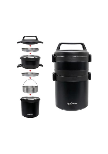 Rox Camping 2.2 Lt Yemek Termosu Siyah