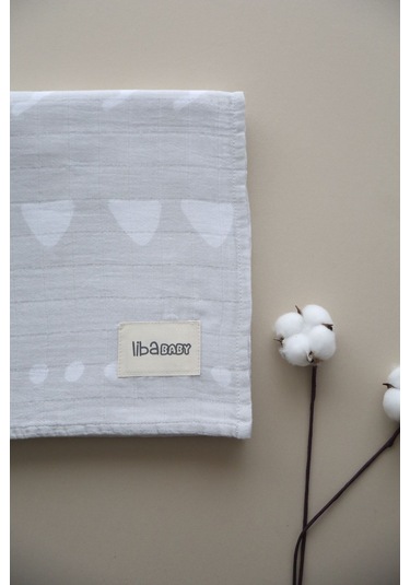 Müslin Geometrik Oeko-tex Sertifikalı %100 Pamuk 2 Katlı 110x115 Cm Bebek Müslin Battaniye & Örtü Gri