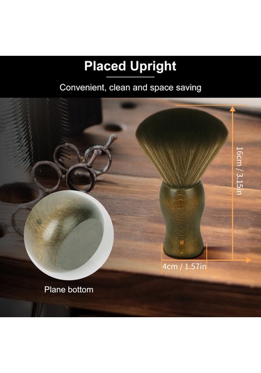 Youtek Profesyonel Saç Kesimi Tozu Fırçası - Doğal Elyaf, Ahşap Sap, Cilt Dostu