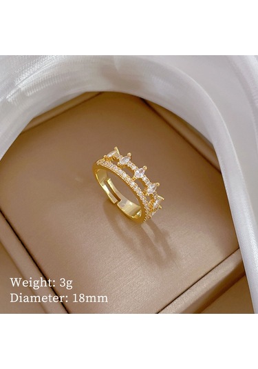 Geometrik Elmas Taşlı Yuvarlak İnci Yüzük No.68 Çok Renkli