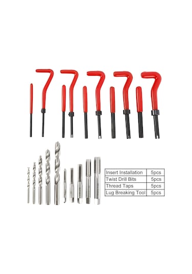 Valkyrie 131 Parça Diş Açma Helicoil Vida Tamir Onarım Seti M5-m12 Profesyonel 1. Kalite