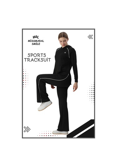 Kadın Spor Eşofman Takım İspanyol Paça Çift Cepli Alt &kapüşonlu Kanguru Cepli Üst Siyah Byz 3053 Siyah Kadın Spor Eşofman Takım İspanyol Paça Çift Cepli Alt &kapüşonlu Kanguru Cepli Üst Siyah Byz 3053 Siyah