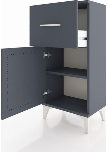 Arges Komodin Tek Raflı Tek Çekmeceli Tek Kapaklı 44x30x96 Antrasit-antrasit Antrasit