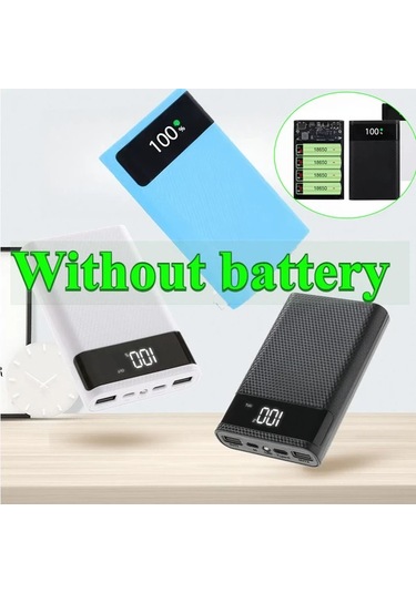 Boatshop1 Mavi 1 Bilgisayar 4x18650 15000mah Cift Usb Cikisli Tasinabilir Dayanikli Pil Kutusu Guc Kaynagi