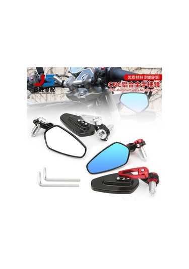 Vkemall Dayanıklı Cnc Alüminyum Motosiklet Retro El Aynası - Kolay Kullanım, Kompakt Tasarım, Siyah Beyaz Cam