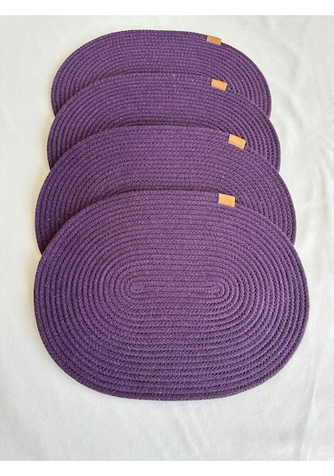 Jüt Amerikan Servis Sofra Altlığı, Masa Dekoru Supla Oval 30x40 4lü Mor