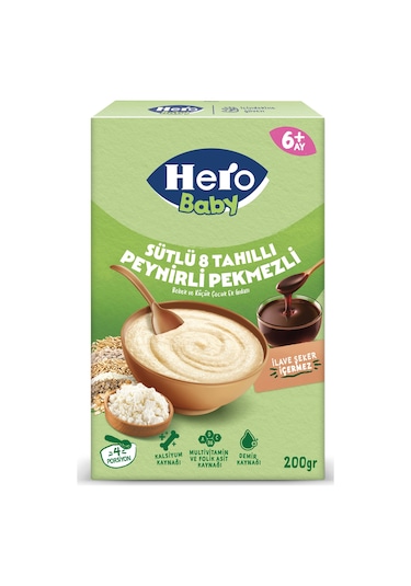 Hero Baby Sütlü 8 Tahıllı Peynirli Pekmezli 200g X3