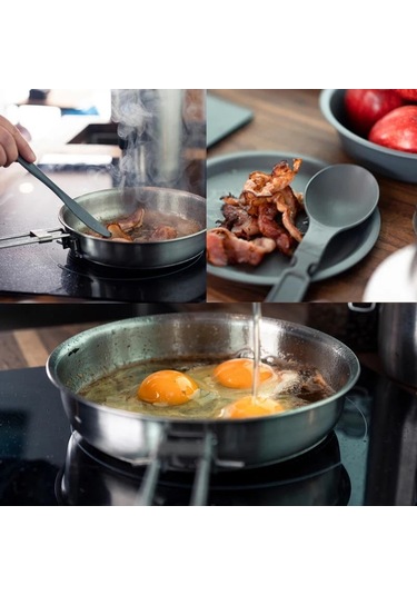 The Full Kitchen Base Camp Cook Set - Paslanmaz Çelik Kamp Pişirme Seti 3.5l 3.7qt Gri