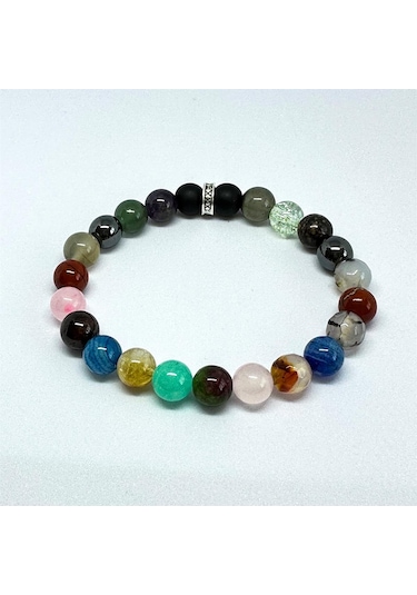 Koç Burcu Bilekliği 8mm Doğaltaş Bileklik - 15 Cm Çok Renkli