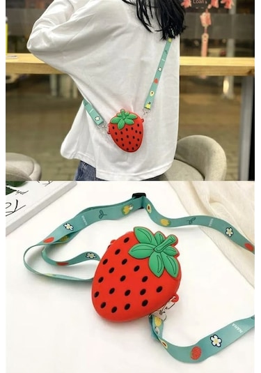 Fastbuy Çilek Figür Omuz Askılı Çanta, Çok Renk Seçenekli Açık Bej