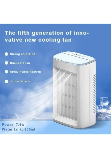Masaüstü Taşınabilir Hava Soğutucu Fan Ev Nemlendirici Arıtma Sessiz Klima Fanı Ofis Yatak Odası Için 200 Ml Su Tankı İle Fanlar 726fuo Beyaz
