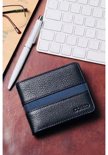 Derije Hakiki Deri Lacivert Spor Şeritli Erkek Cüzdanı T653 Çok Renkli