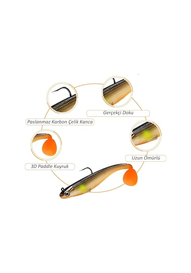 Valkyrie 5 Adet 9cm 12gr Yumuşak Silikon 3d Balık Sahte Olta Yem Seti Wobbler Levrek Yemi