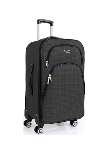 Oleets 8 Tekerli Su Geçirmez Ultra Kalite Kumaş Orta Boy Valiz Koyu Gri