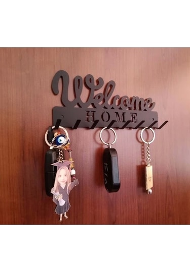 Lazer Anahtar Askısı Welcome Mat Siyah Mat Siyah