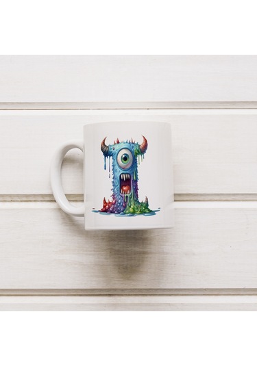I Harfi Bardak, Sevimli Canavarlar Harflı Bardak Hediyesi Porselen Beyaz