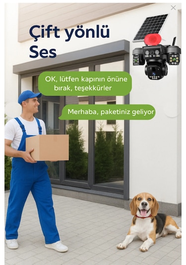 4g Solarpanelli 3 Kameralı Güvenlik Kamerası