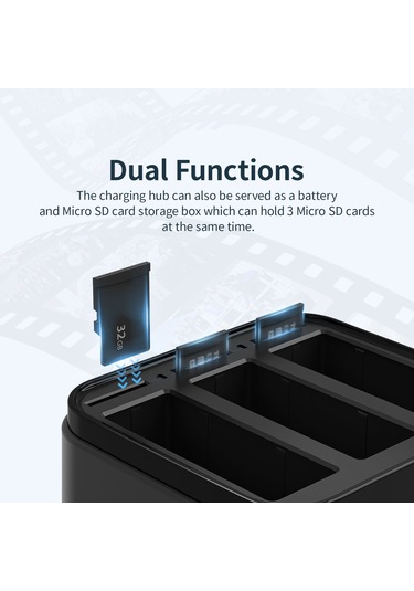 Amagisn Aa10 3 Yuvalı Pil Şarj Cihazı Tip-c Tf Kart Siyah