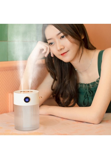 Xiyyadms Beyaz Çift Sprey Nano Nemlendirici, 4000mah Li-pil, Led Ekran, Gece Işığı, 600ml Büyük Kapasite, Usb Şarjlı, Sessiz Çalışma Kırmızı