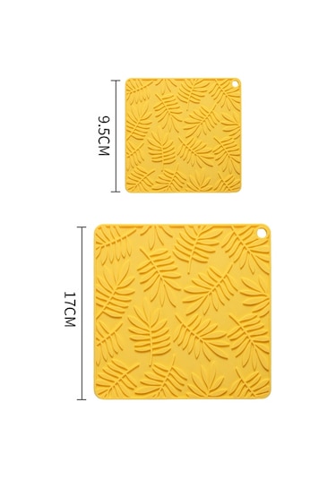 Sones 9.5cm Ev Tipi Kare Silikon Isı Yalıtım Matı Mutfak Yüksek Sıcaklığa Dayanıklı Pişirme Matı Sarı