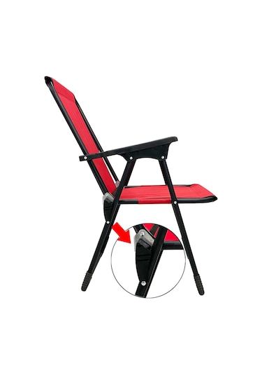 Natura 4 Adet Kamp Sandalyesi Oval Bardaklık Kırmızı + MDF Masa Kırmızı