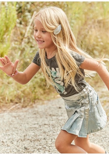 Mayoral Kız Çocuk Pile Detaylı Jean Etek 3902 Mavi