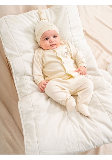 Kd43307.Zıbın Şapka 3lü Takım 0-1/1-3/3-6/6-9ay Ekru