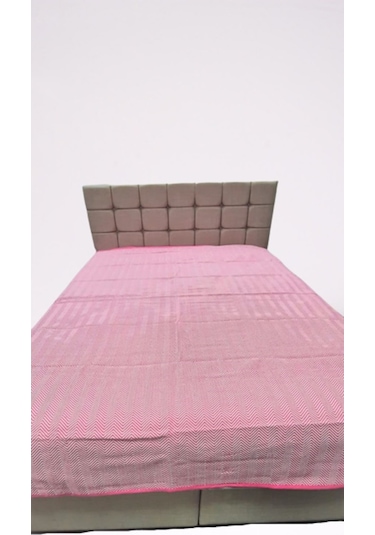 Pike Yazlık Zmrt Fuşya Çift Dolgun Malzeme V Çizgili Desen Pamuk Fuşya - Beyaz