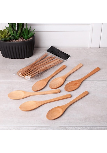 Hometarz 6'lı Bambu Kaşık Salça Kaşığı Bambu Kaşık Set 17 CM