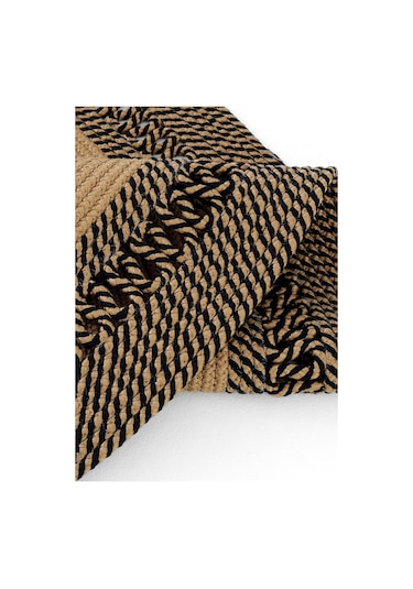 Cool Halı Luke 872 Siyah Yuvarlak Halı Bohem Örgü Hasır Kilim Dekoratif Mutfak Balkon Banyo Halısı