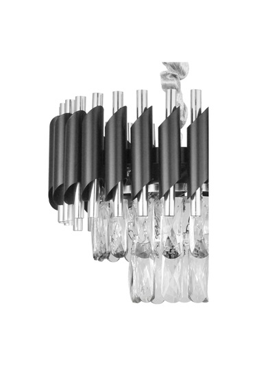 Avizemoda Palmira 35'Lik Prizma Kesim Kristal Taşlı Lüks Avize - (Siyah-Krom)