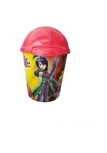 Dede Çöp Kovası Bakugan Kapaklı Kırmızı
