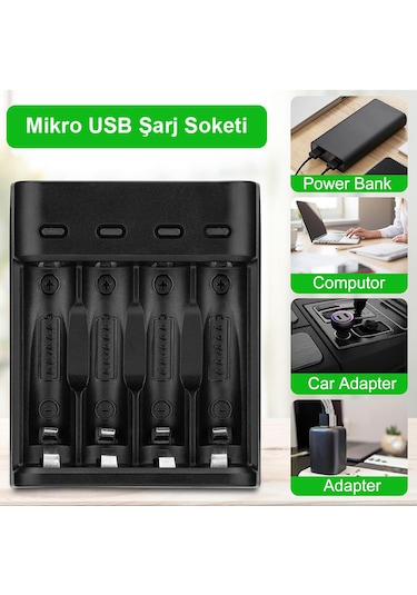 Greentech Pil Şarj Cihazı Dört Yuvalı - 1.2v Ni-mh / Ni-cd Aa / Aaa / Gt-bc07