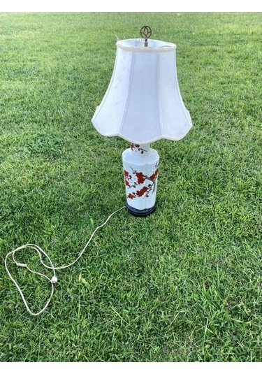 Çiçek Desenli Porselen Abajur 80 CM