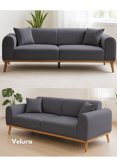 Valo Üçlü Kanepe & 3' Lü Koltuk - Açık Antrasit Gri - Antrasit