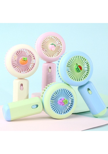 Ledli Mini Fan Şarj Edilebilir El Fanı Vantilatör - Mavi Karpuz