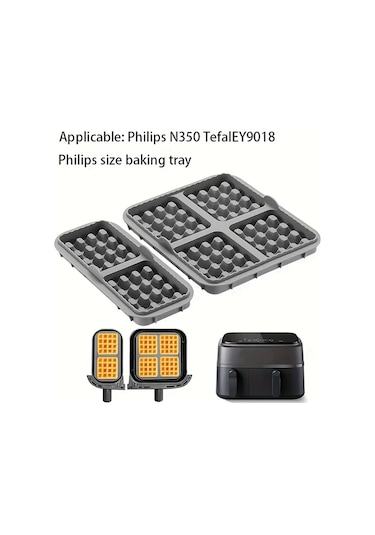 Elmpaly Siyah 2li Yapışmaz Waffle Kalıbı Hava Fritözü Uyumlu Yeniden Kullanılabilir