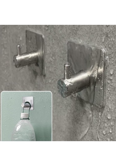 Fosenze 8 Adet 304 Paslanmaz Çelik Duvar Kanca Seti - Dayanıklı, Güçlü Yapışkanlı, Modern Tasarım, Çeşitli Kullanim Alanı Gümüş