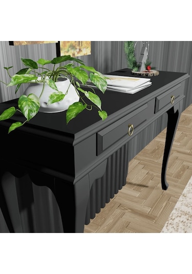 Roys Ahşap 120 Cm Siyah Çekmeceli Petek Üstü Yüksek  Dresuar Siyah