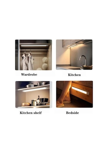 Hareket Sensörlü Tüp Ledli Şarjlı Sarı Led Dolap İçi 20 Cm Sarı
